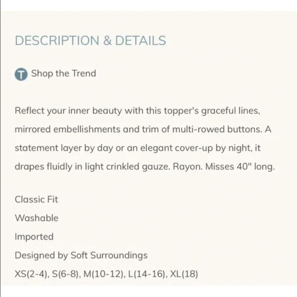 Soft Surroundings Rafina Gauze Longline Topper - Black 1X - Picture 3 of 11